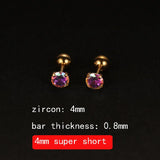 2PCS 4mm Short Ear Studs Earring Outside Upper