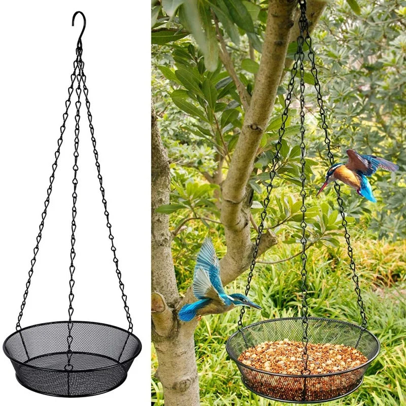 Metal Mesh Hanging Bird Feeder Tray, Platform Seed