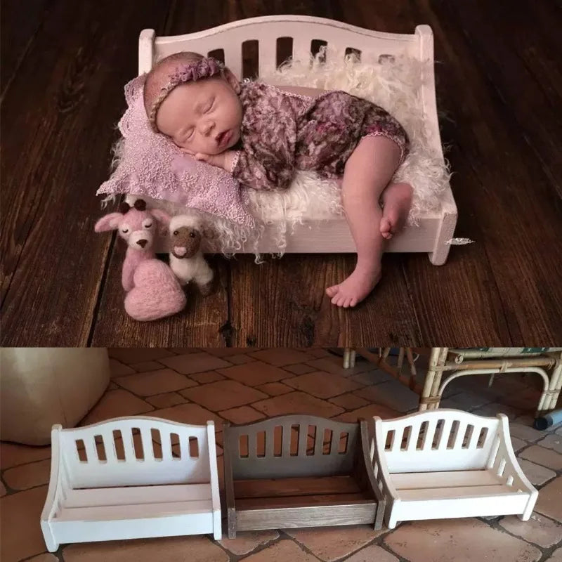 Hot Newborn Photography Props Wooden Bed Chair Photoshoot