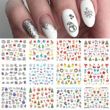 12pcs Hedgehog Animal Nail Water Stickers Pine Cones