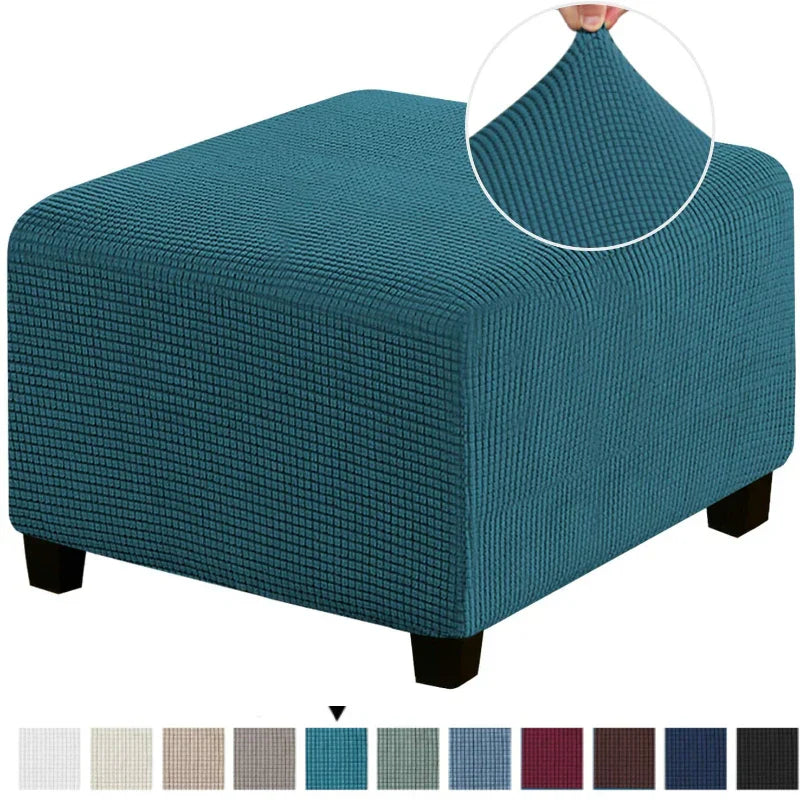 Square Footstool Cover Stretch Polar Fleece Ottoman Cover