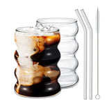 Single-Layer Glass Cup with Straw Drinking Mugs Coffee