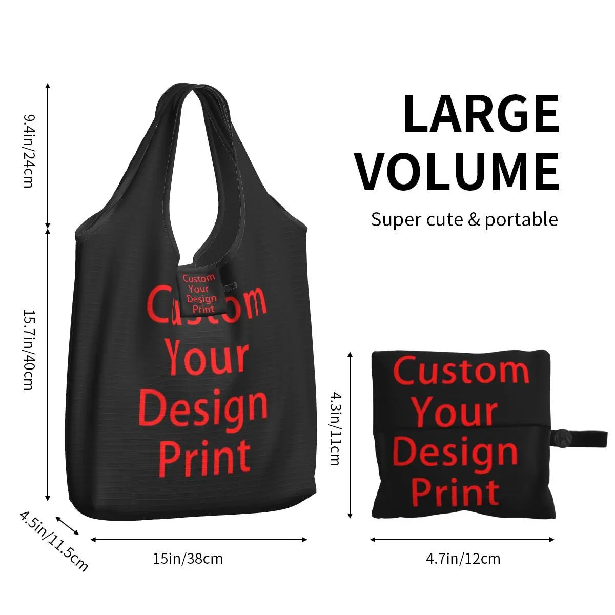 Custom Custom Your Design Shopping Bag Women Portable Large Capacity Groceries Customized Logo Printed Shopper Tote Bags