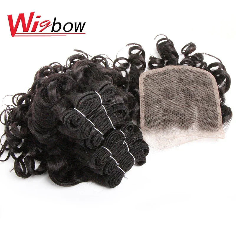 Human Brazilian Hair Weave Bundles With Closure Ombre