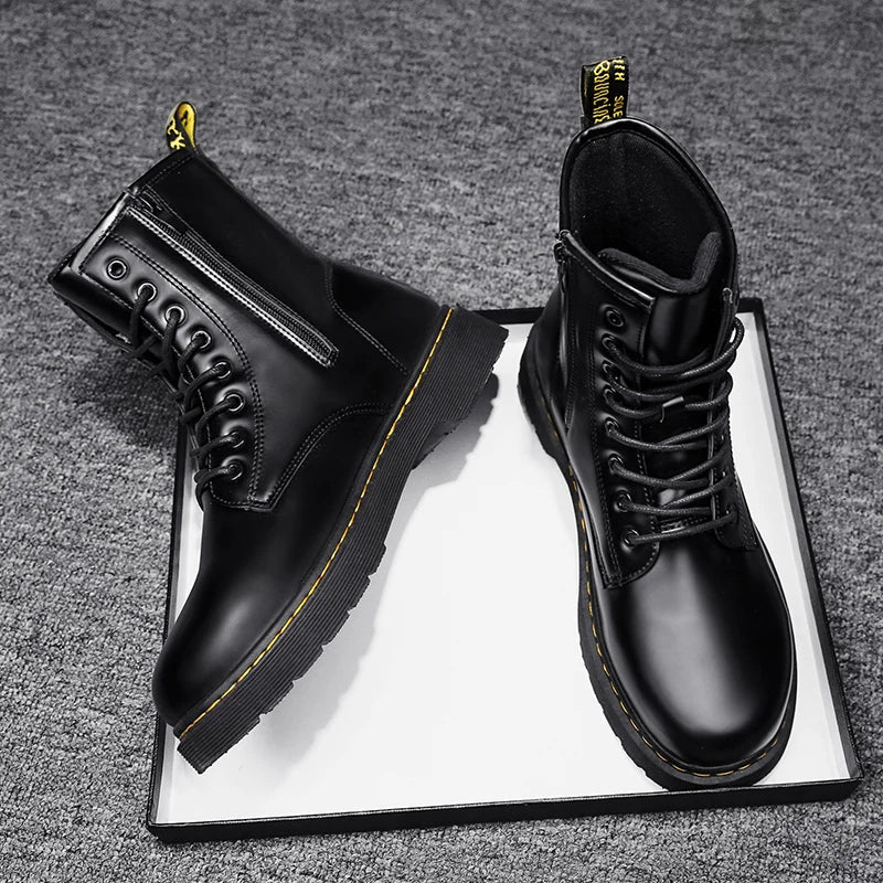 Leather Boots Man Autumn Winter High Top Classic