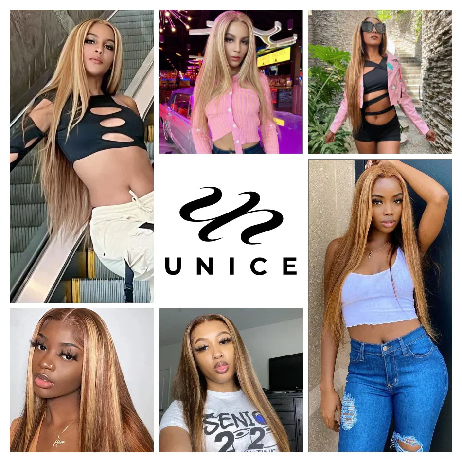 UNice Hair Blonde Highlight Human Hair Bundles With