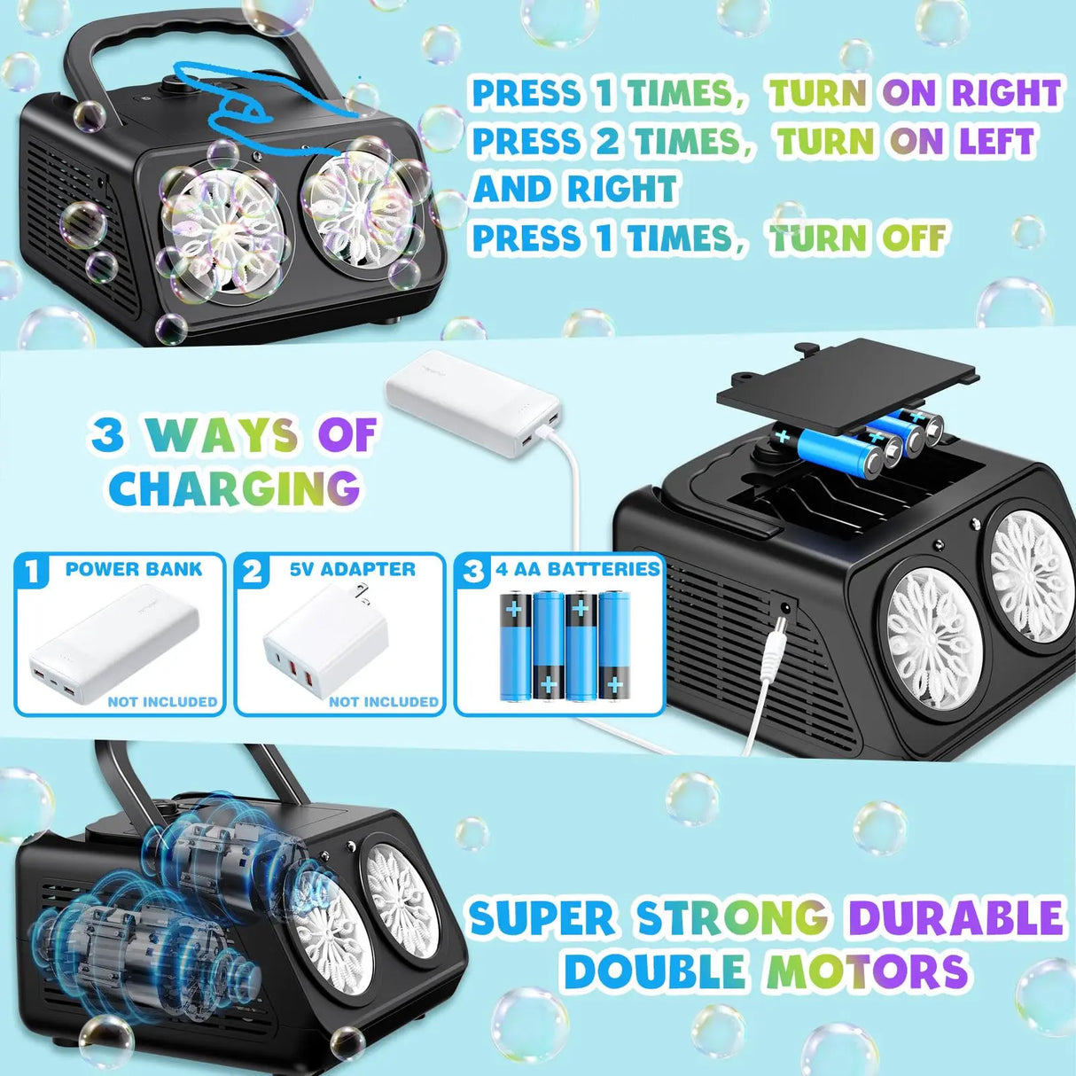 Automatic Bubble Machine Upgrade Bubble Blower with 2