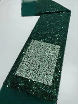 Heavy silver Sequins Lace Fabric With Bead Sequins