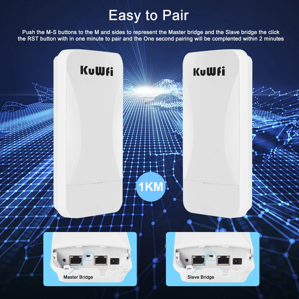 KuWfi 300Mbps Outdoor Wireless Bridge 2.4G Wi-fi Signal