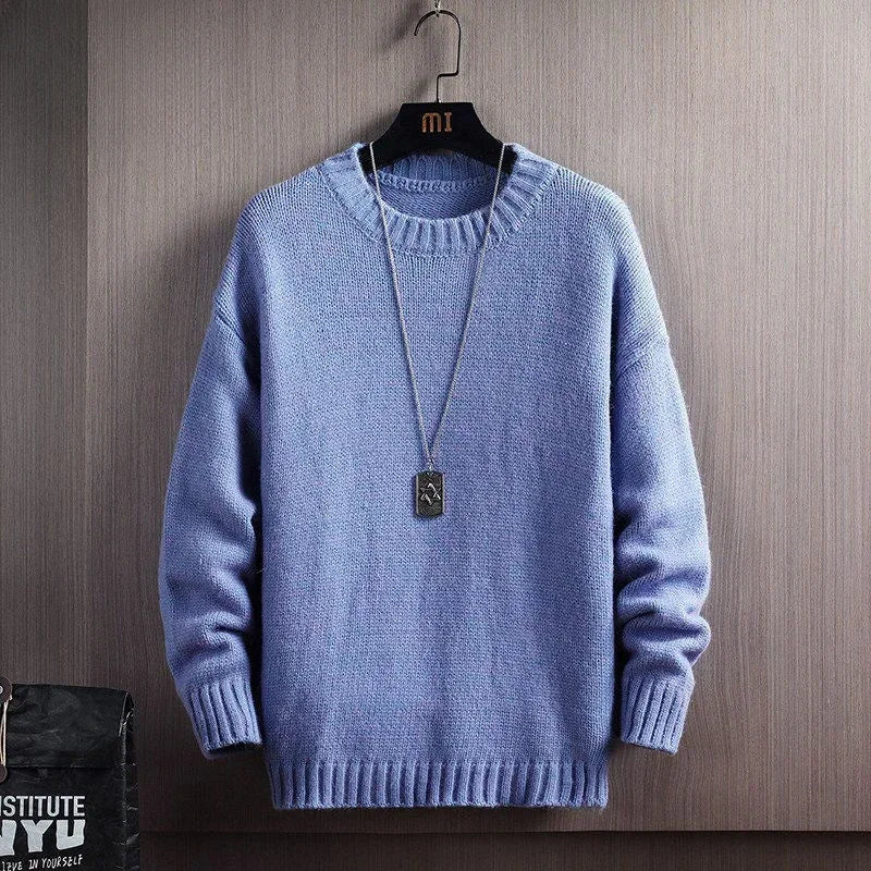Man Clothes Thick No Hoodie Knitted Sweaters for