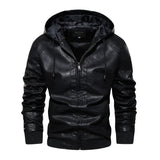 Autumn Men's Hooded Leather Motorcycle Jacket Fashion Slim
