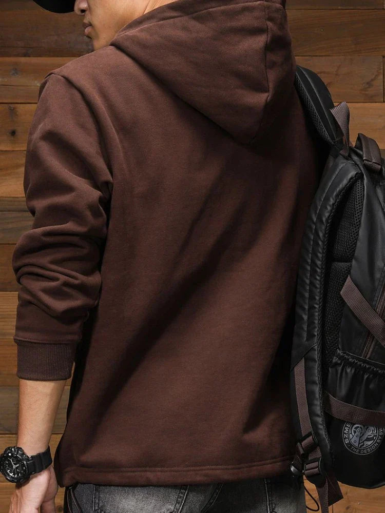 Sweatshirt for Men Color Matching Male Clothes Fleeced