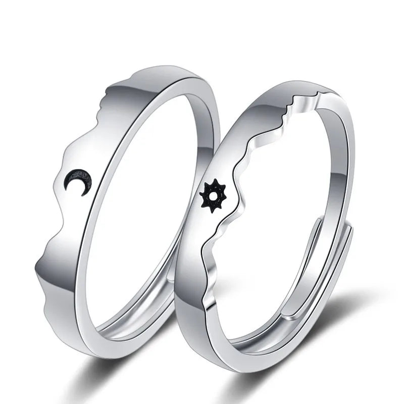 12pcs New Couple Ring Set Minimalist Zircon Moon