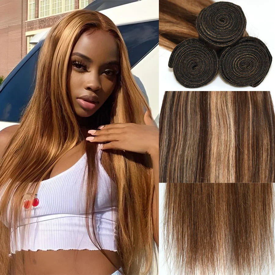 26 inch Highlight Bundles Brazilian Straight Human Hair