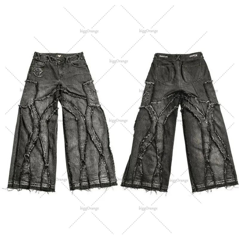 Y2k Streetwear Punk Loose Wash Jeans Ripped Rap