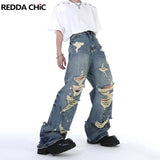 REDDACHIC Men's Torn Ripped Baggy Jeans Hiphop Loose