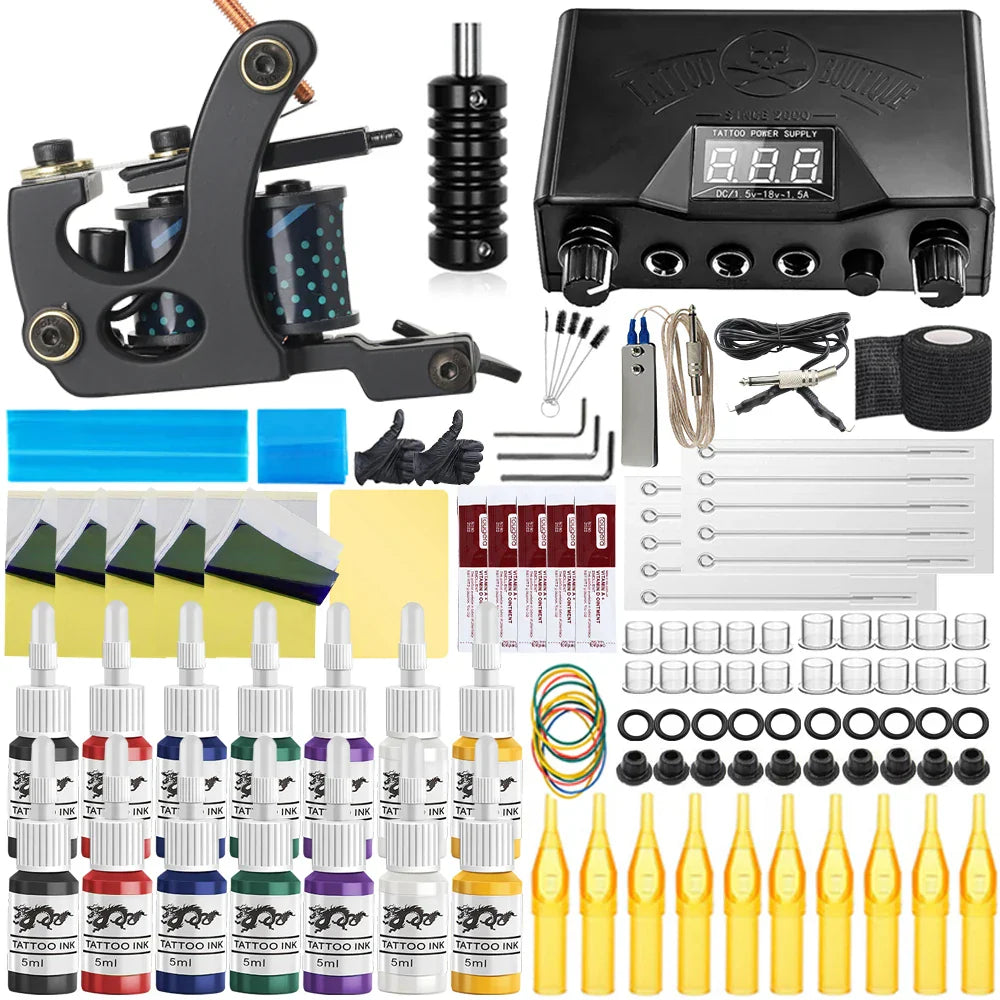 Professional Coil Tattoo Machine Kits 10 Wraps Coil