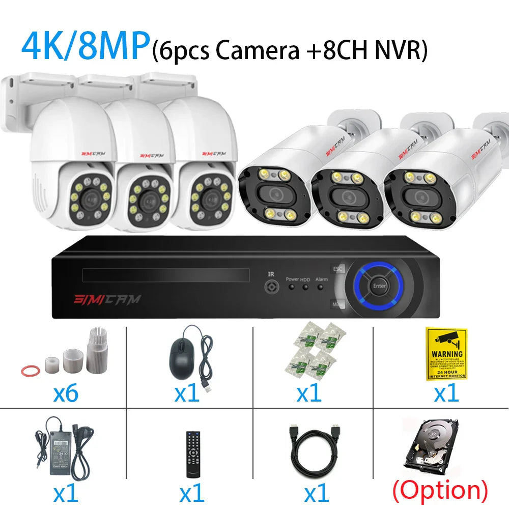 4K POE PTZ IP Camera Kit 8MP Bullet