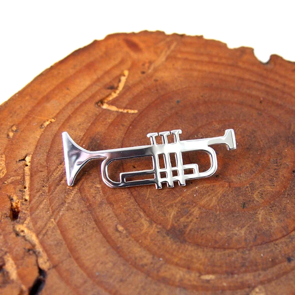 Musical Instrument Trumpet Brooch Pin Stainless Steel Mens