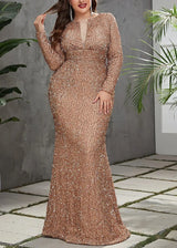 Plus Size Women Party Dresses Fashion Beaded Fishtail