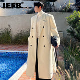 IEFB Men Woolen Coat Autumn Winter Korean Fashion