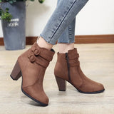 Retro Boots Women's Shoes 2023 New Square Heel