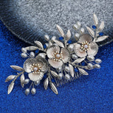 Flower Hair Comb Clip Pin Silver Color Head
