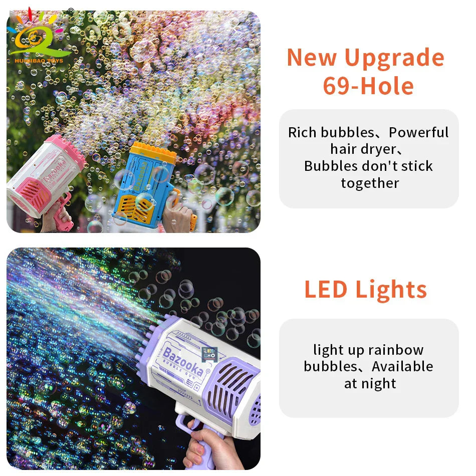 HUIQIBAO Bazooka Bubble Gun Rocket 69 Holes Bubbles