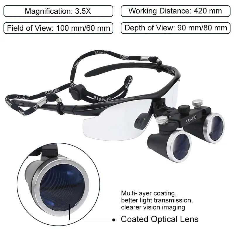 Head Wearing Dental Loupe Ultralight Binocular Magnifier Dentist