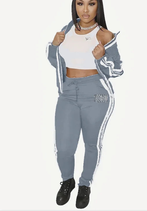 Ladies Tracksuits 2 Piece Set Sports Suit Zipper