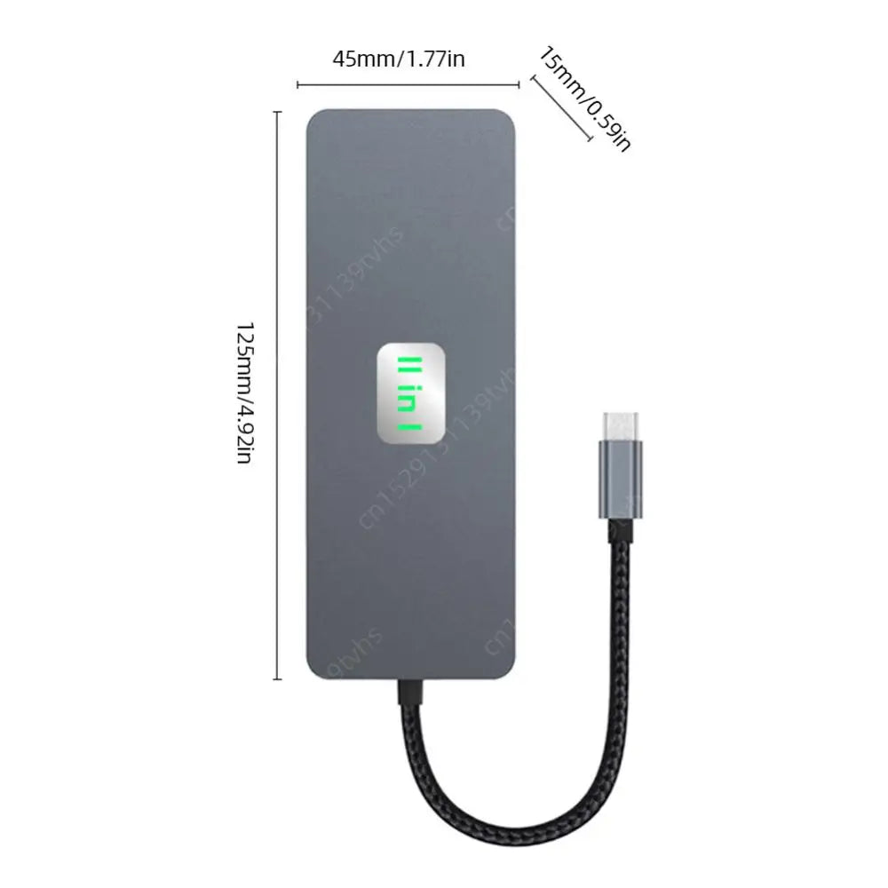 12-in-1 Type-C USB 3.2 Hub VGA Three Screen