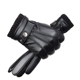 BISON DENIM Men Sheepskin Gloves Genuine Leather Thermal