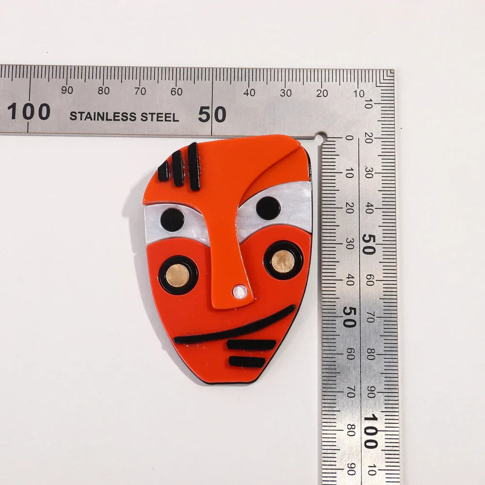 FishSheep Abstract Acrylic Geometric Face Figure Brooches for