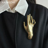 HangZhi Large Smooth Hand Palm Brooch Exaggerated Pin