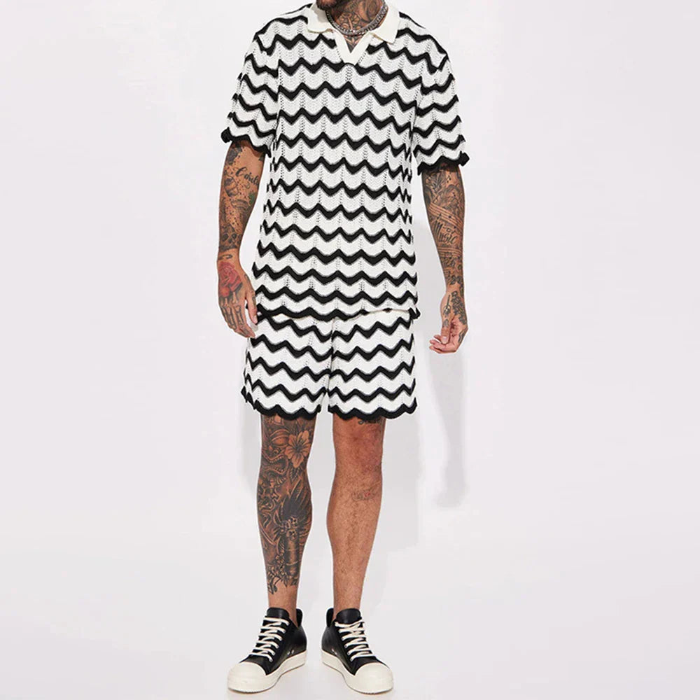 2024 Summer New Casual Suit Men's Streetwear Contrasting