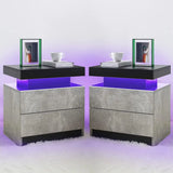 Side Bed Table With LED Light Bedside Tables
