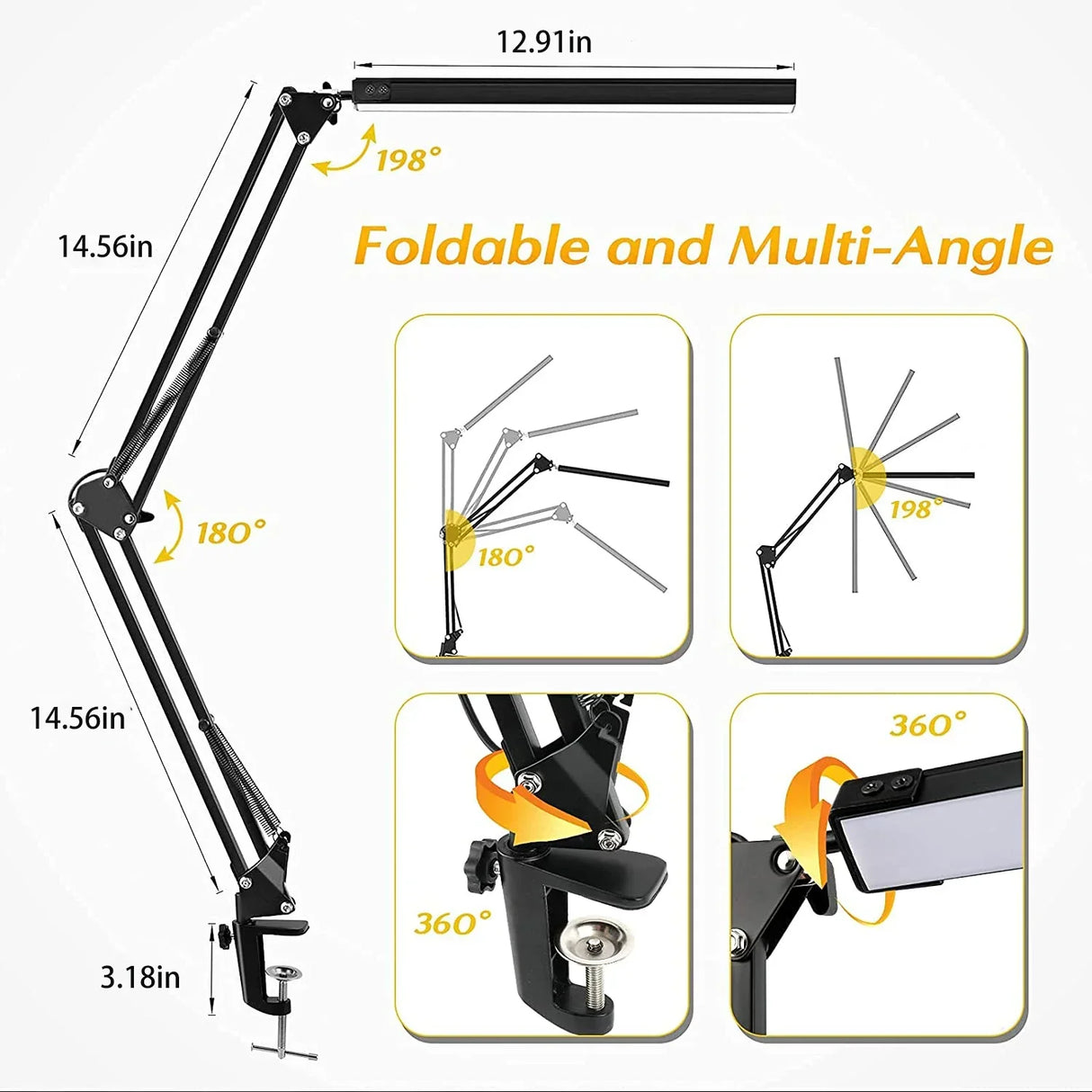 LED Desk Lamp With Clip, Desk Lamp