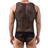 Mens Tank Tops Transparent Big Mesh Sleeveless Singlet