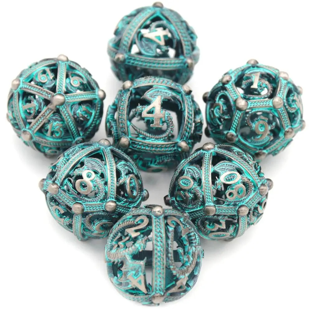 7Pcs/set Hollow Roung Dragon for DND Dice Party