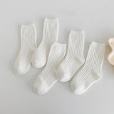 5Pairs/lot Solid Kids Socks Casual Baby Girls Boys