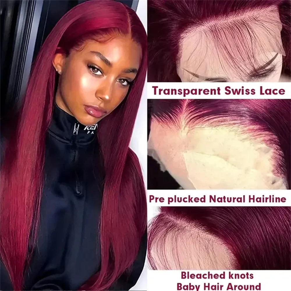 13x6 Straight Hd Transparent Lace Front Wigs 99J