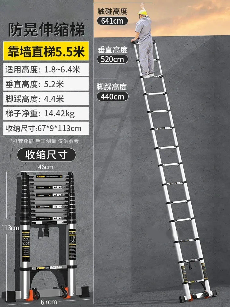 Home Kitchen Telescopic Ladder Aluminum Alloy Step Stools