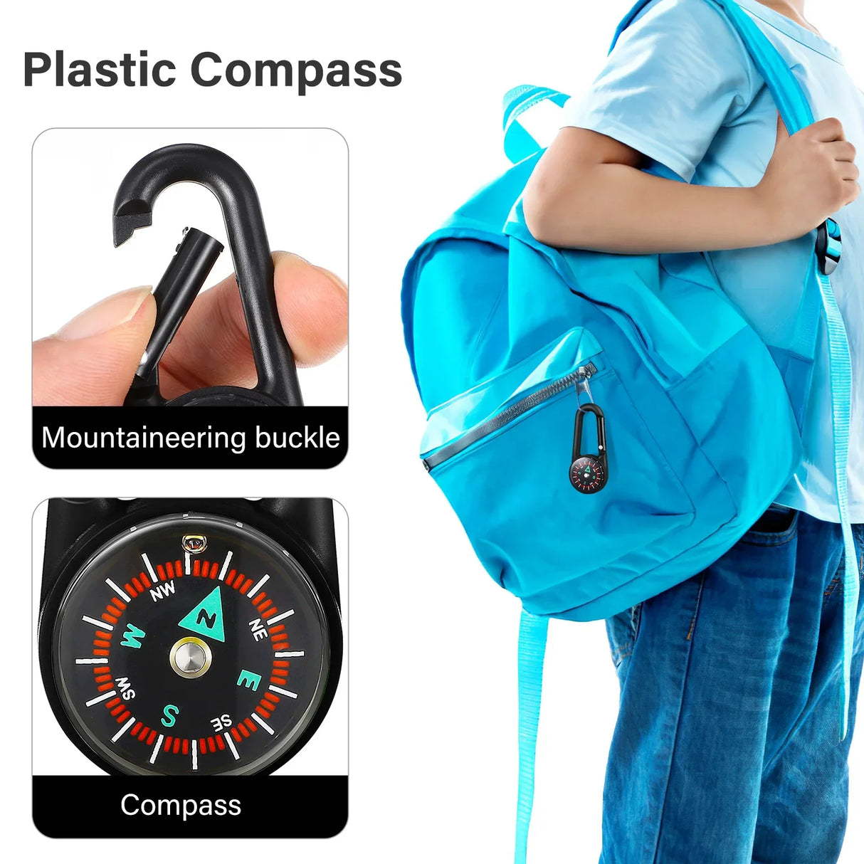 Portable Self Locking Clip-on Camping Compass Carabiners Compass