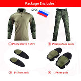 Mens Tactical Suit with Pads Combat Shirtpants Military