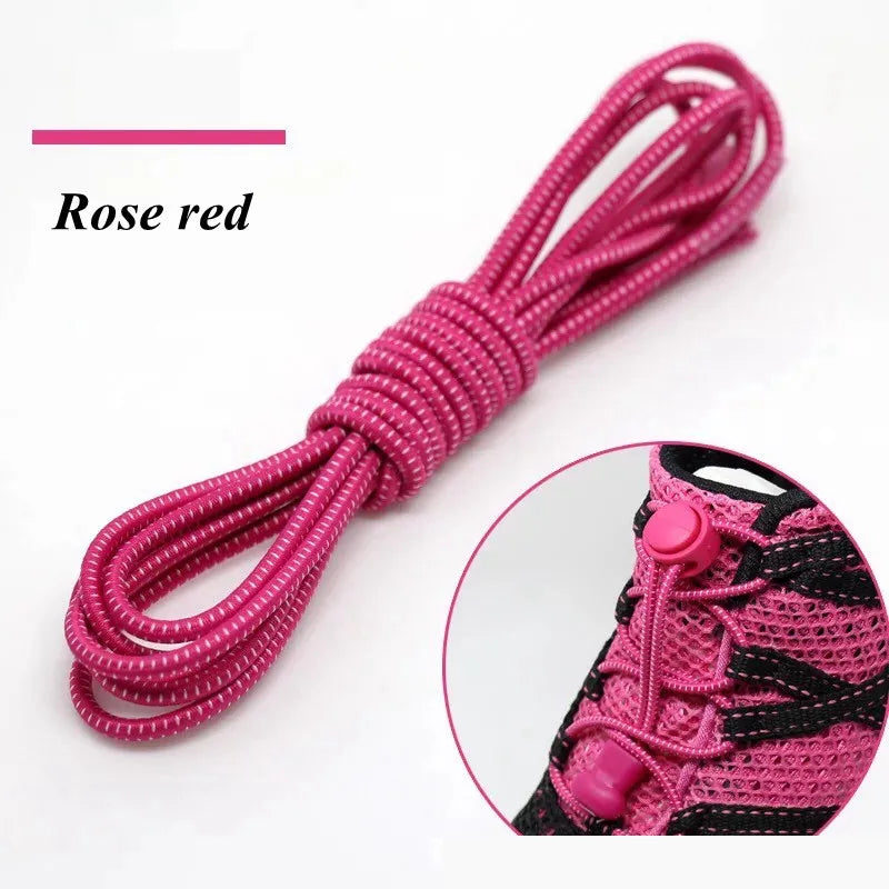 1 Pair 22 Colors Elastic Shoelaces Round Locking