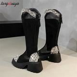 2024 summer New Boots Women's Thickheeled Thicksoled Inner