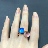 2PcsSet Pomellato Ring Stacked Mix Color Crystal Ring