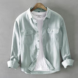 HIQOR New Mens Vintage Shirt Male Lone Sleeve