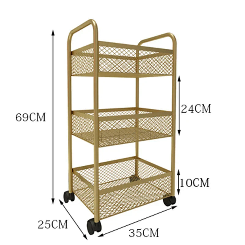 Food Trailer Trolley Rolling Cart Organizer Metal Vegetable
