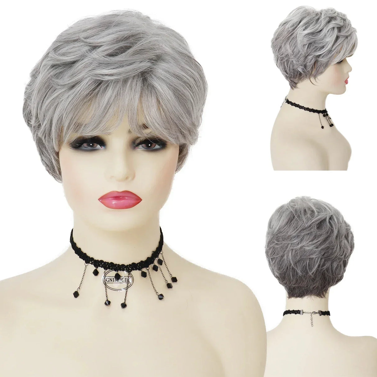 GNIMEGIL Synthetic Short Pixie Cut Wig Women Natural